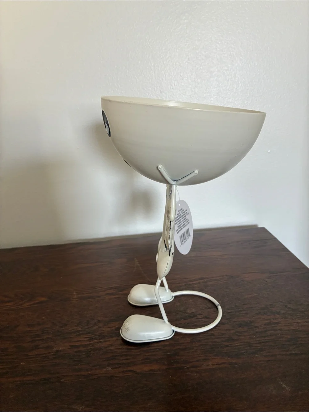 NWT- White Skeleton Man Metal Halloween Candy Bowl Decorative Stand
